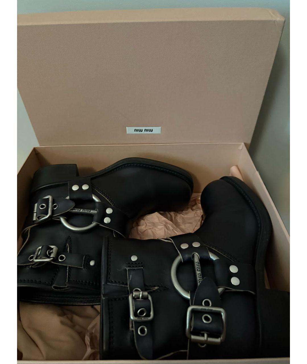 MIU MIU Черные кожаные полусапоги, фото 2