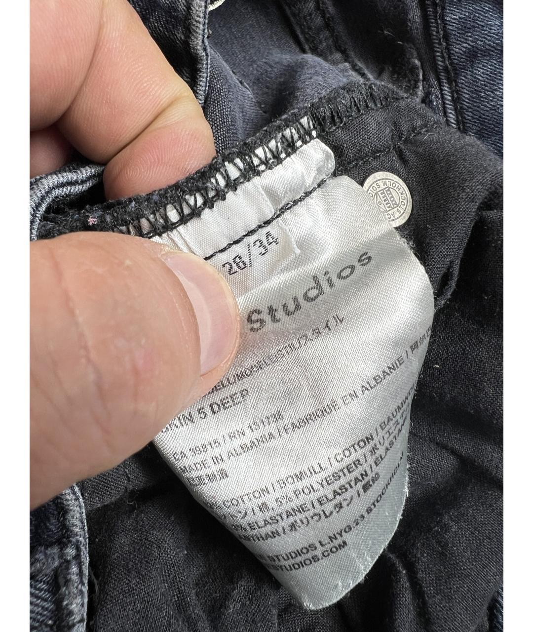 ACNE STUDIOS Темно-синие хлопко-эластановые джинсы слим, фото 5