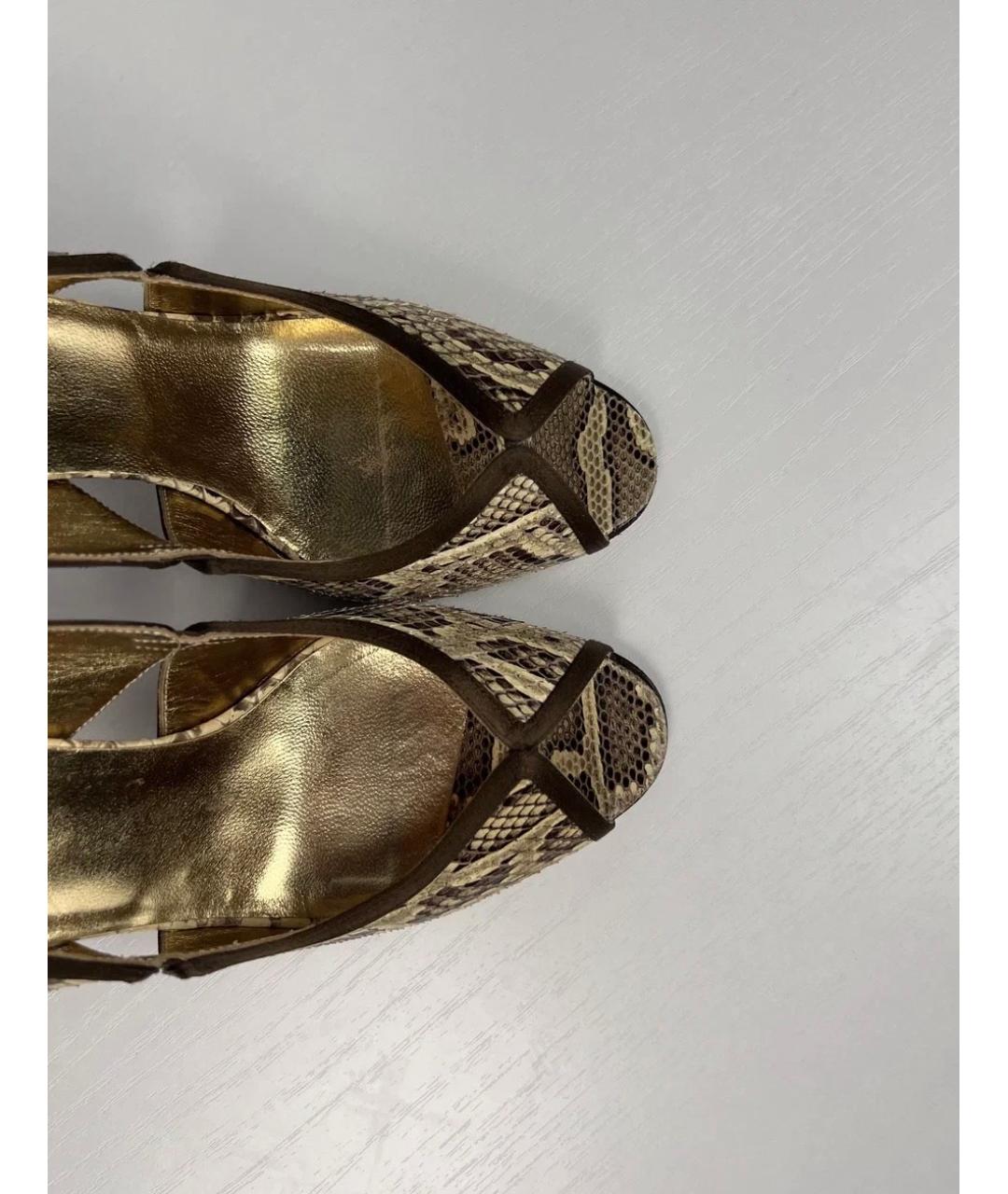 DOLCE&GABBANA Коричневые кожаные босоножки, фото 3