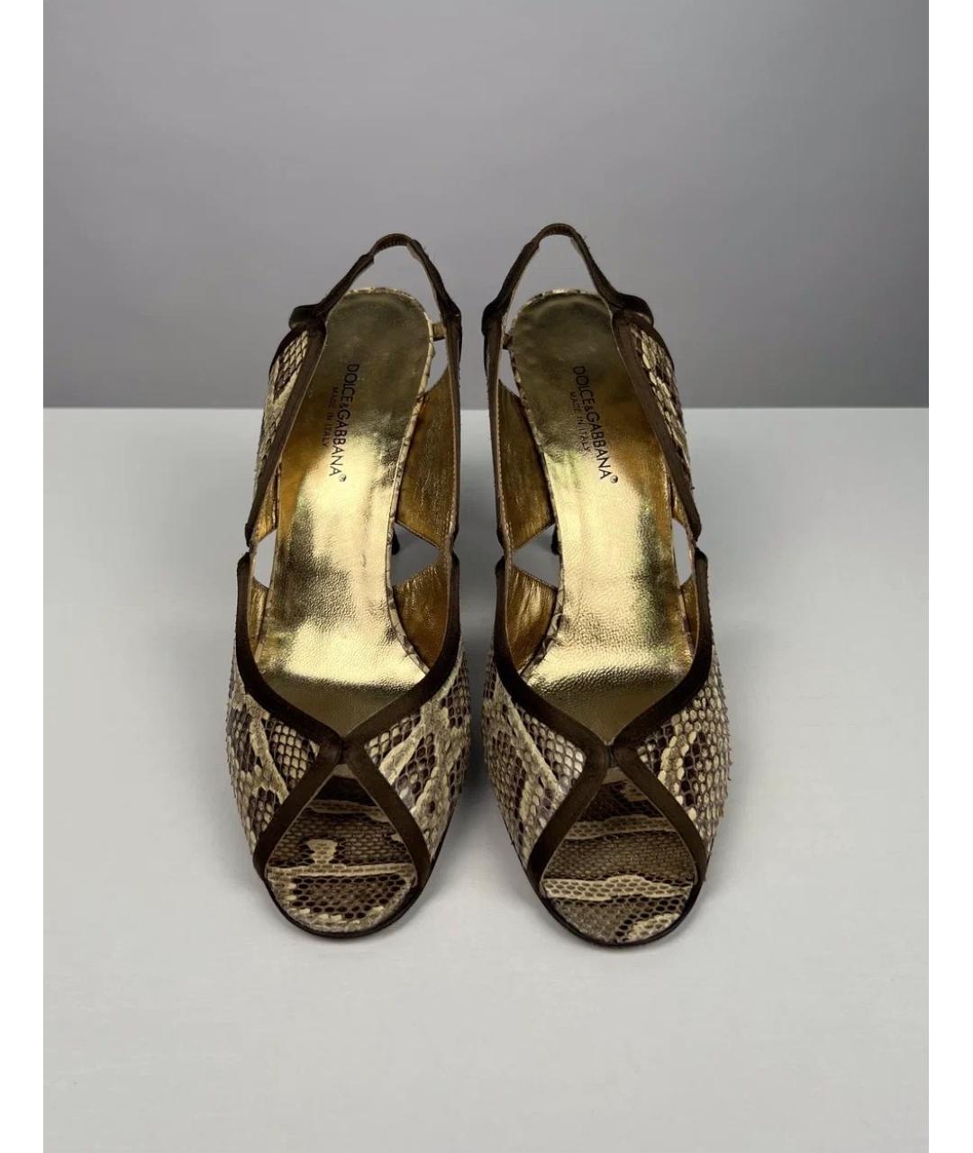 DOLCE&GABBANA Коричневые кожаные босоножки, фото 2
