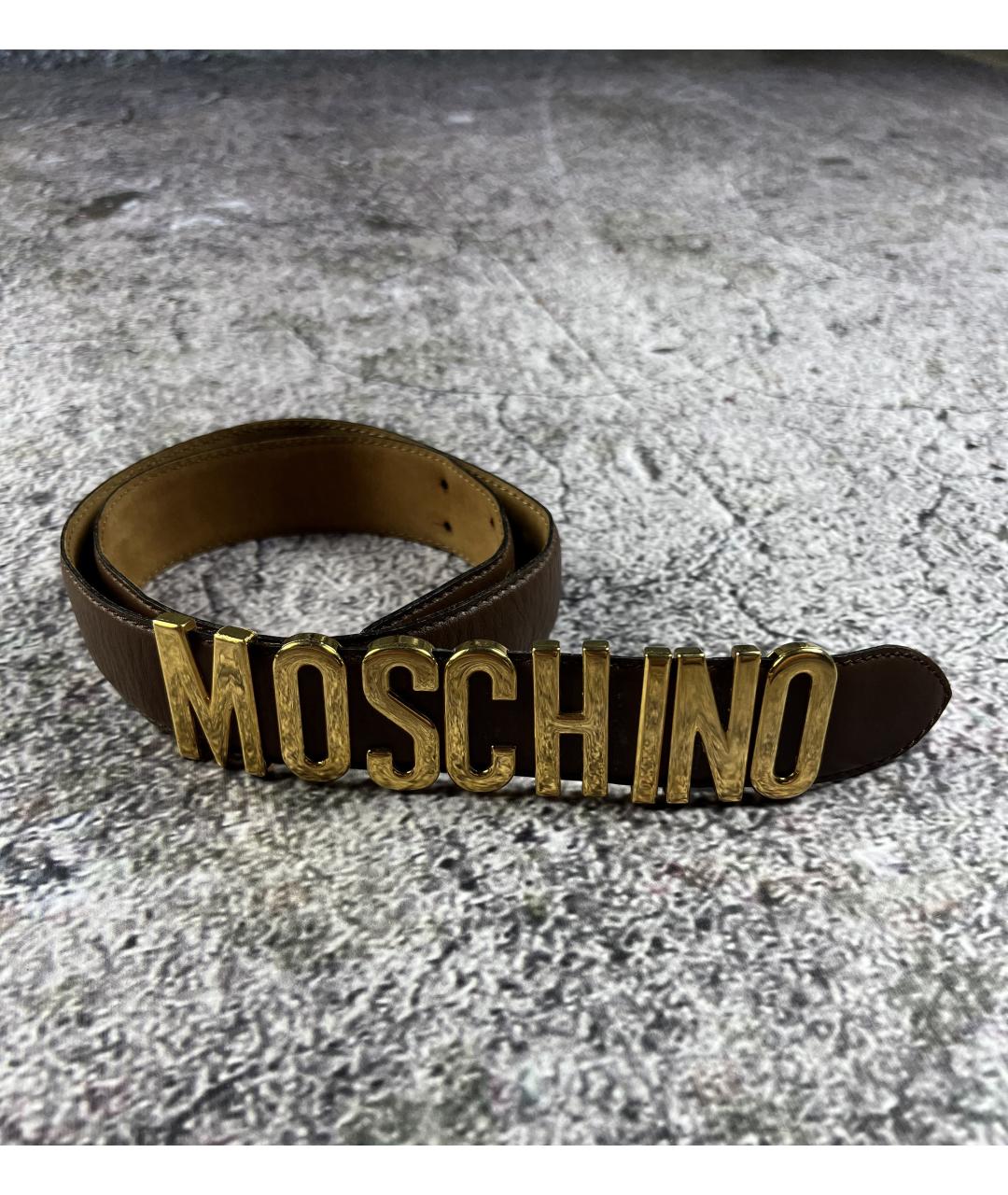 MOSCHINO Коричневый кожаный ремень, фото 5