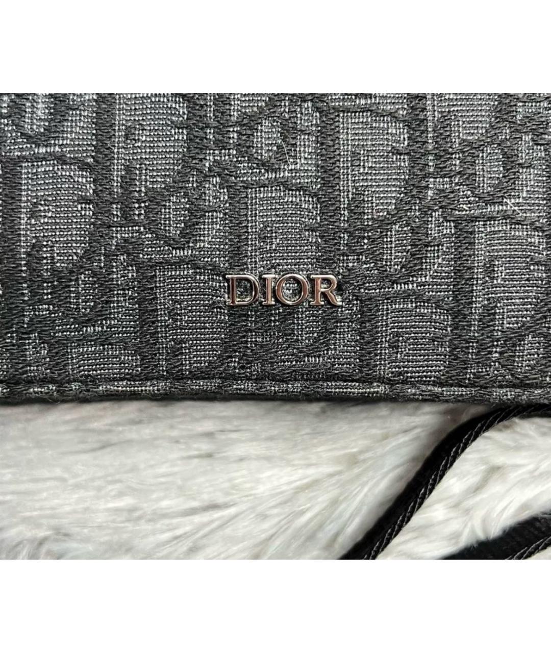 CHRISTIAN DIOR Антрацитовая тканевая сумка на плечо, фото 3