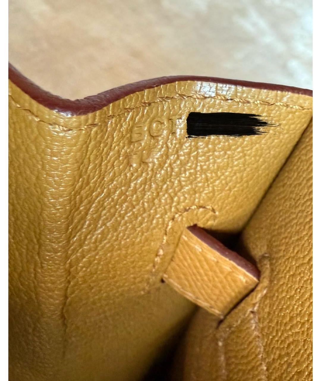 HERMES Горчичная кожаная сумка с короткими ручками, фото 8