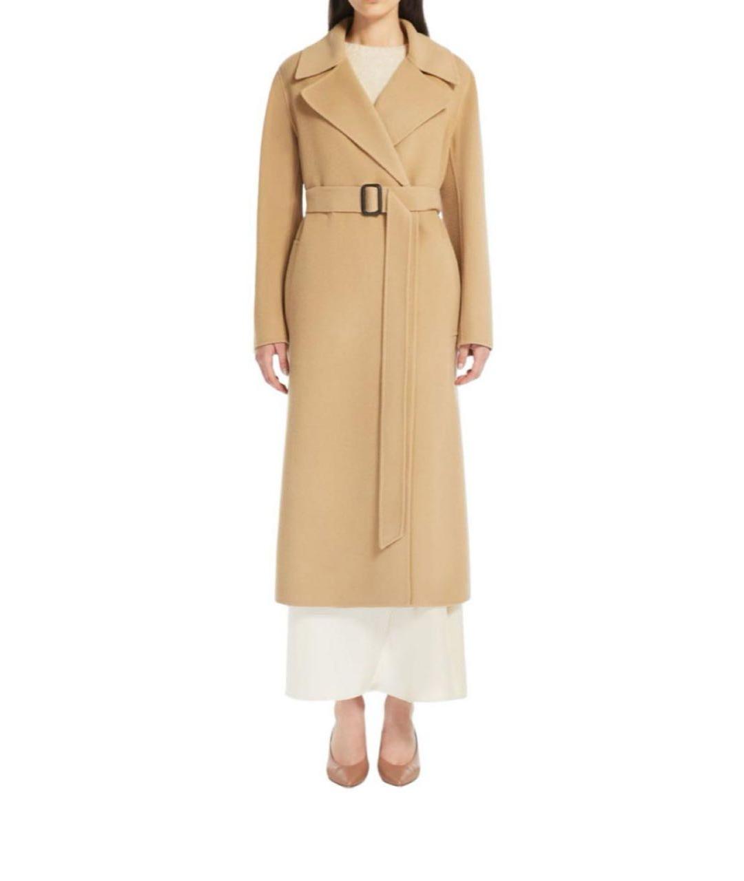 WEEKEND MAX MARA Бежевое шерстяное пальто, фото 4
