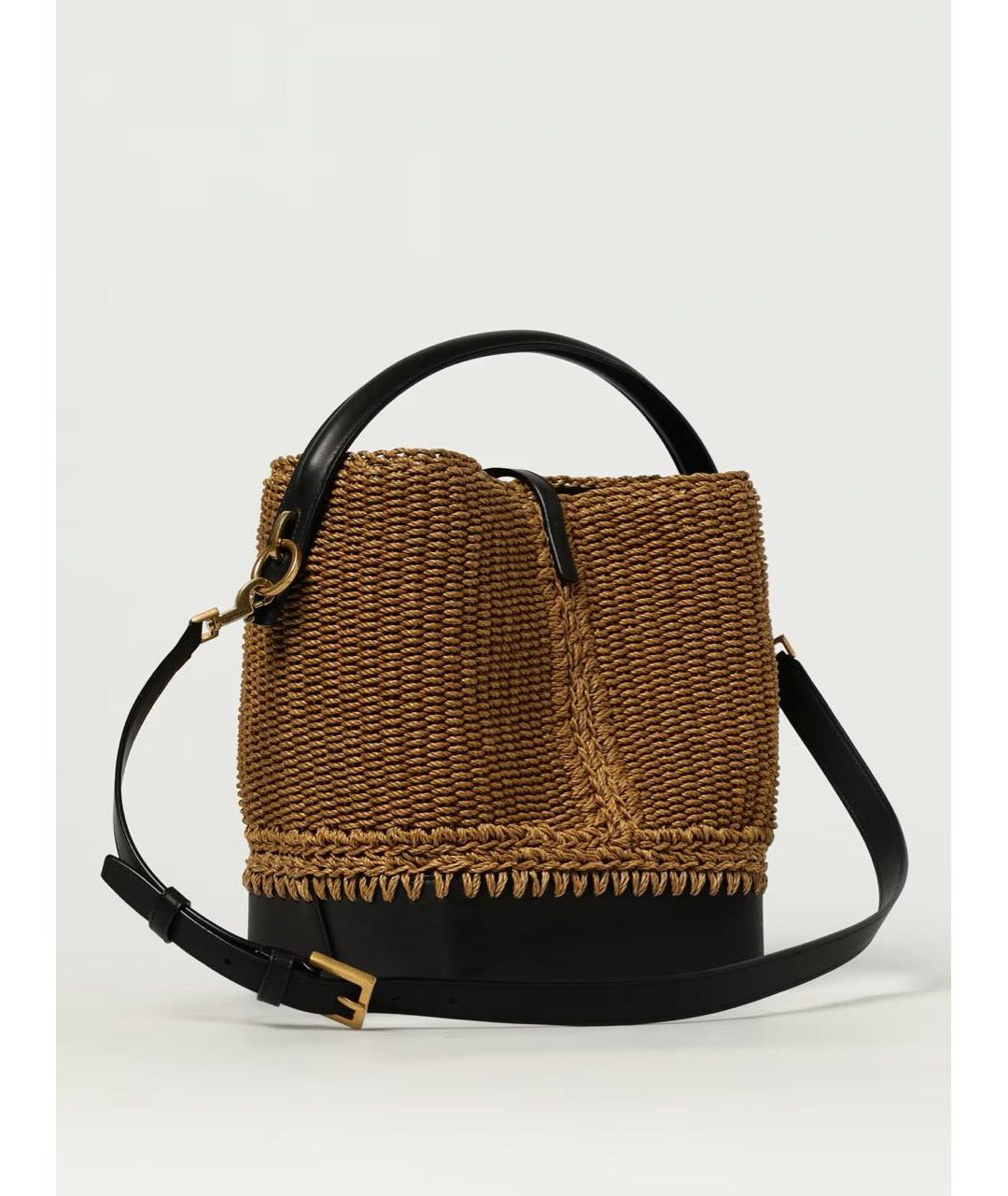 SAINT LAURENT Коричневая пелетеная сумка через плечо, фото 3