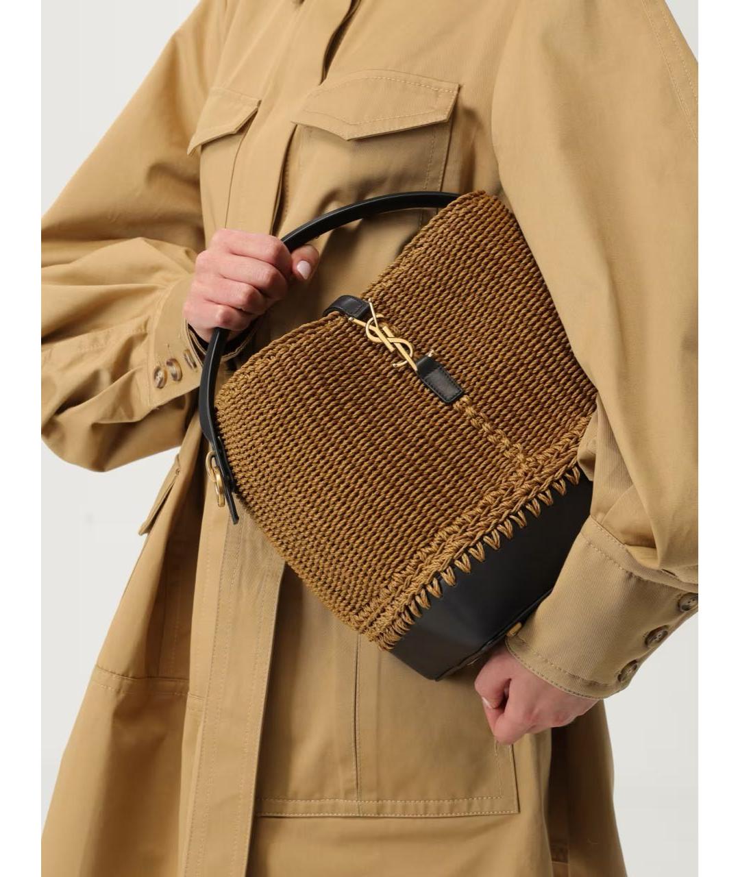 SAINT LAURENT Коричневая пелетеная сумка через плечо, фото 2