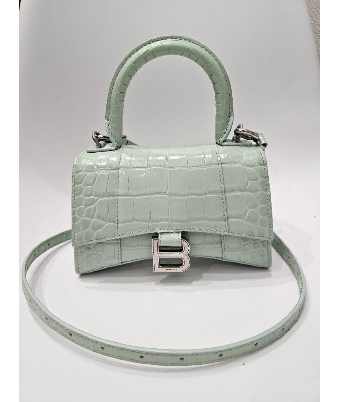BALENCIAGA Салатовая кожаная сумка с короткими ручками, фото 2