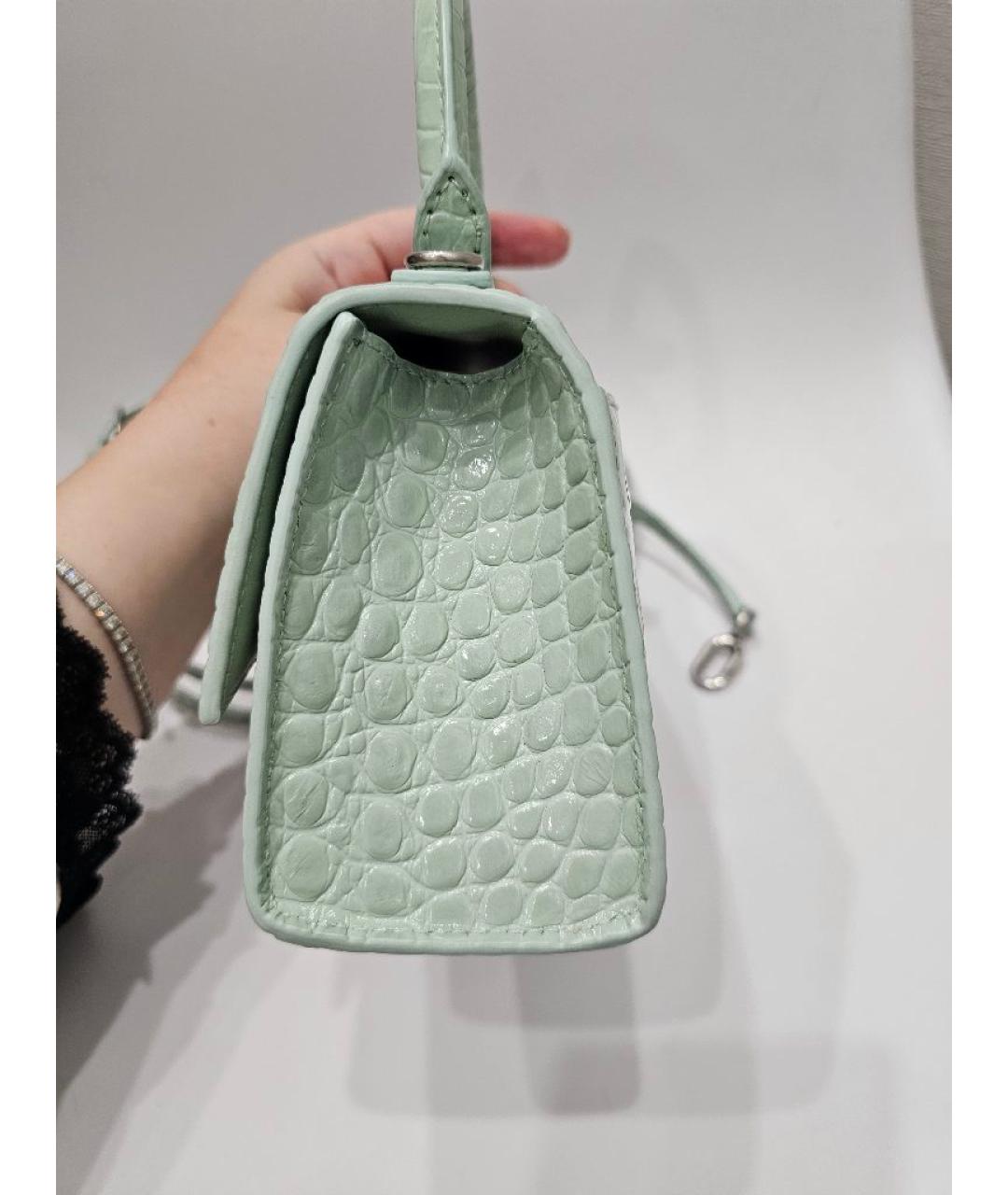 BALENCIAGA Салатовая кожаная сумка с короткими ручками, фото 8
