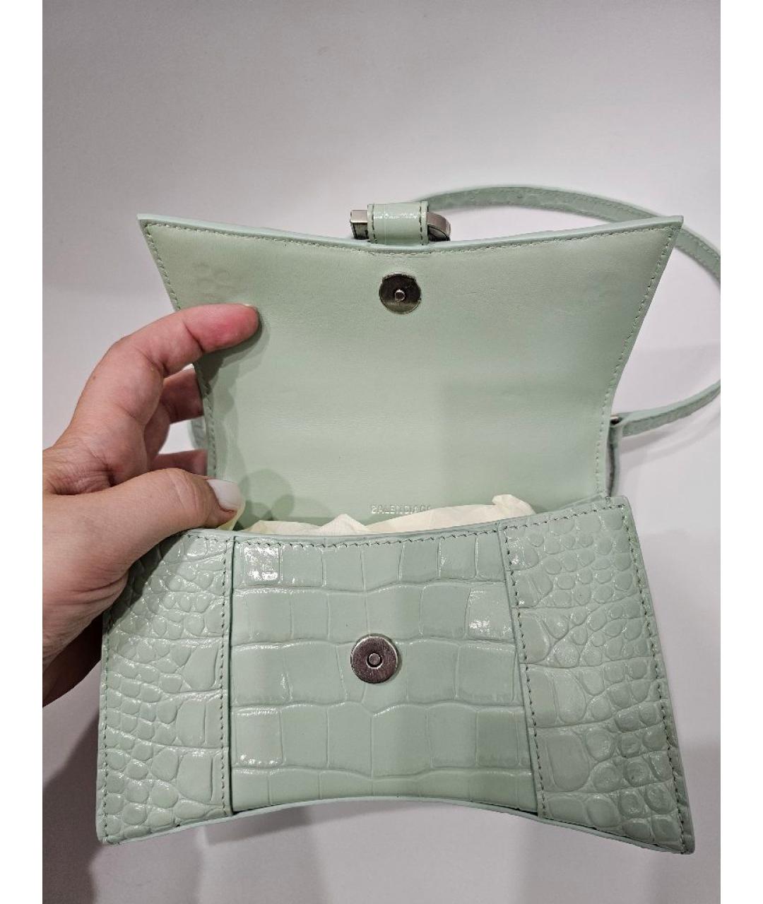 BALENCIAGA Салатовая кожаная сумка с короткими ручками, фото 9
