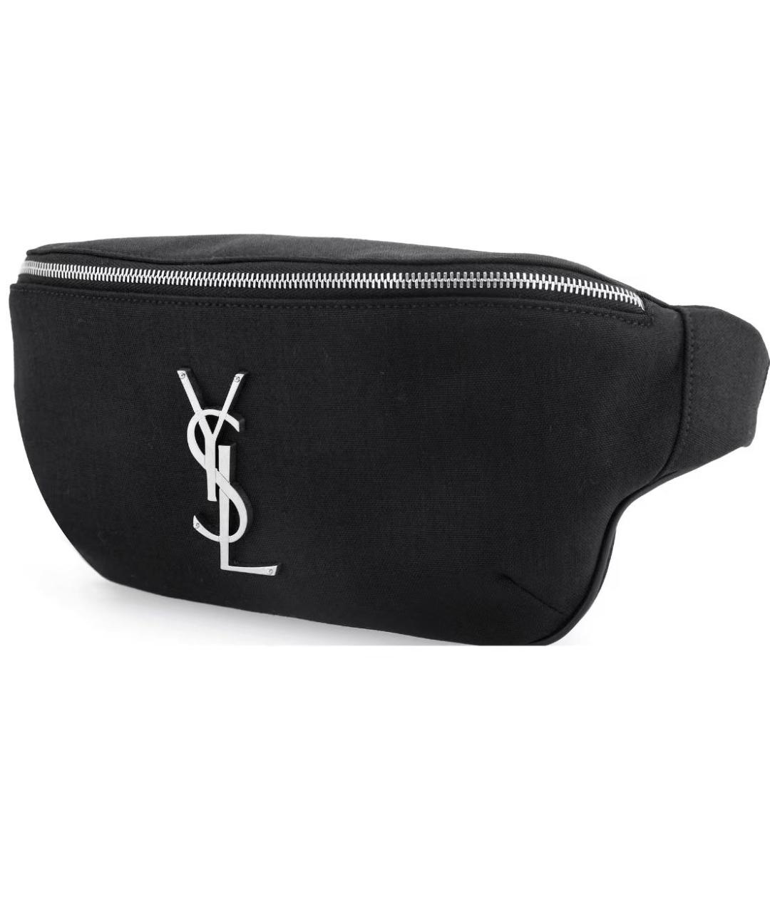 SAINT LAURENT Черная хлопковая поясная сумка, фото 2