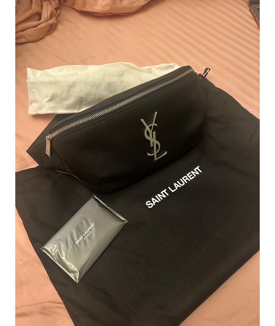 SAINT LAURENT Черная хлопковая поясная сумка, фото 5