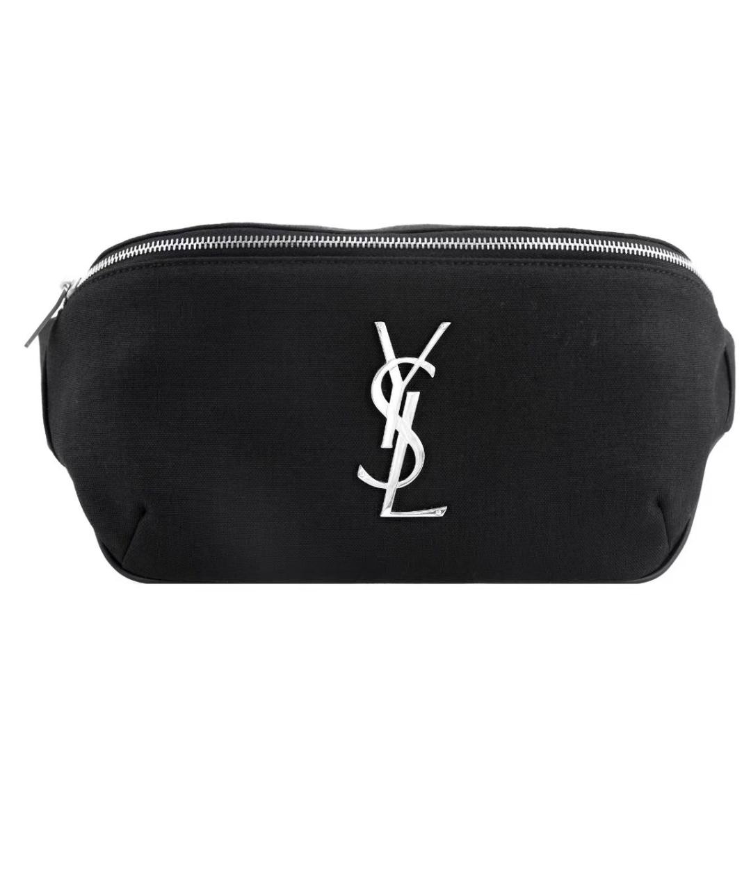 SAINT LAURENT Черная хлопковая поясная сумка, фото 1