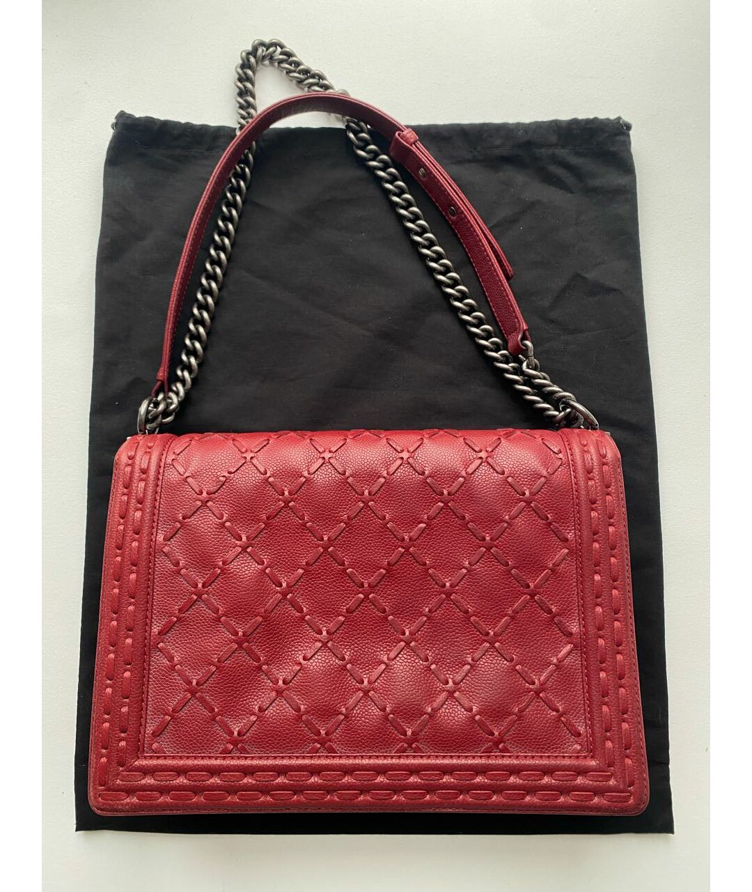 CHANEL PRE-OWNED Красная кожаная сумка через плечо, фото 2