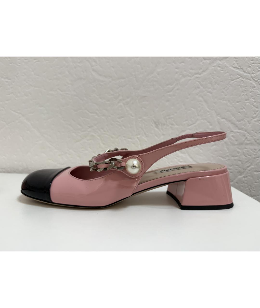 MIU MIU Розовые туфли из лакированной кожи, фото 4