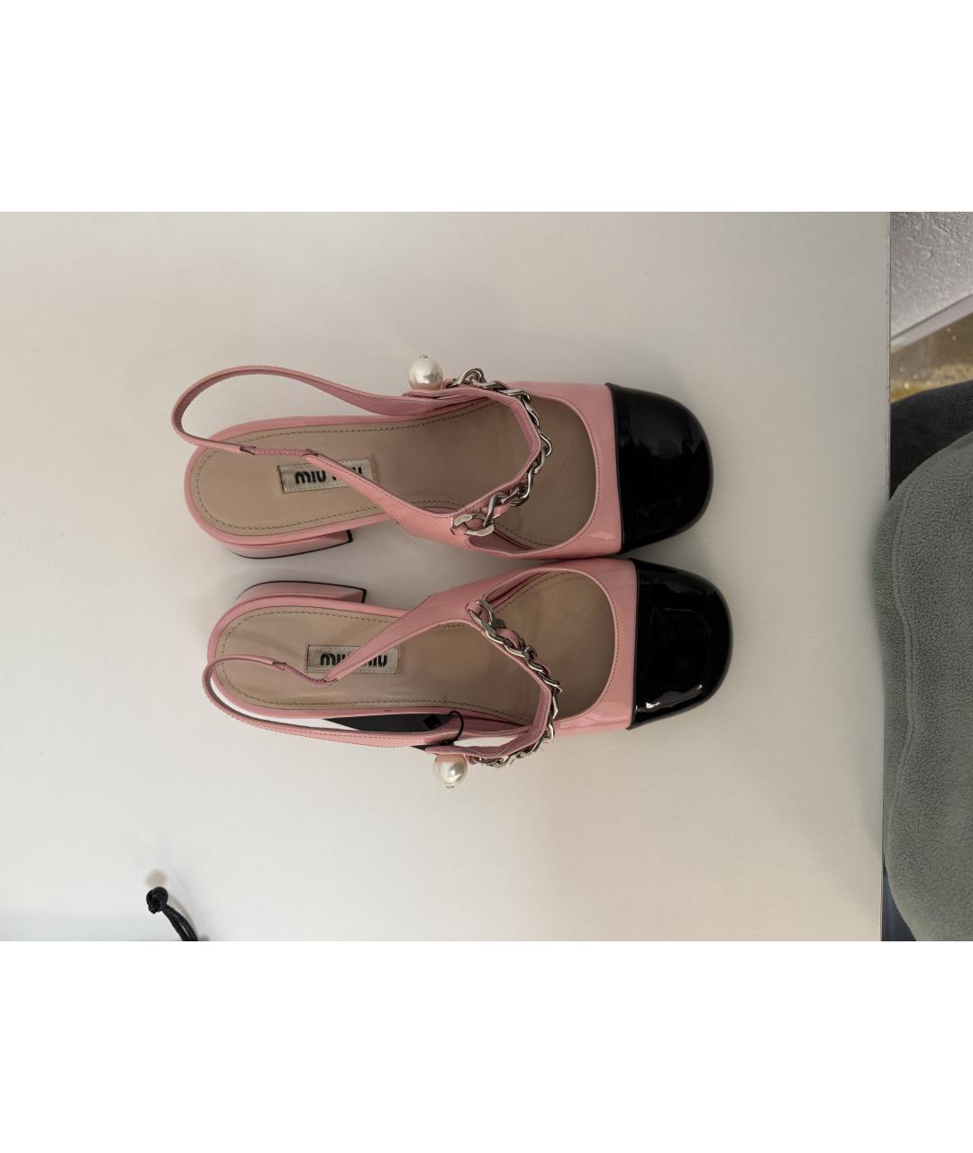 MIU MIU Розовые туфли из лакированной кожи, фото 2