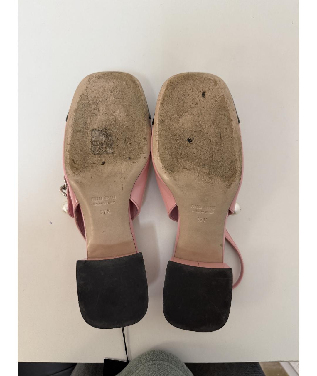 MIU MIU Розовые туфли из лакированной кожи, фото 3