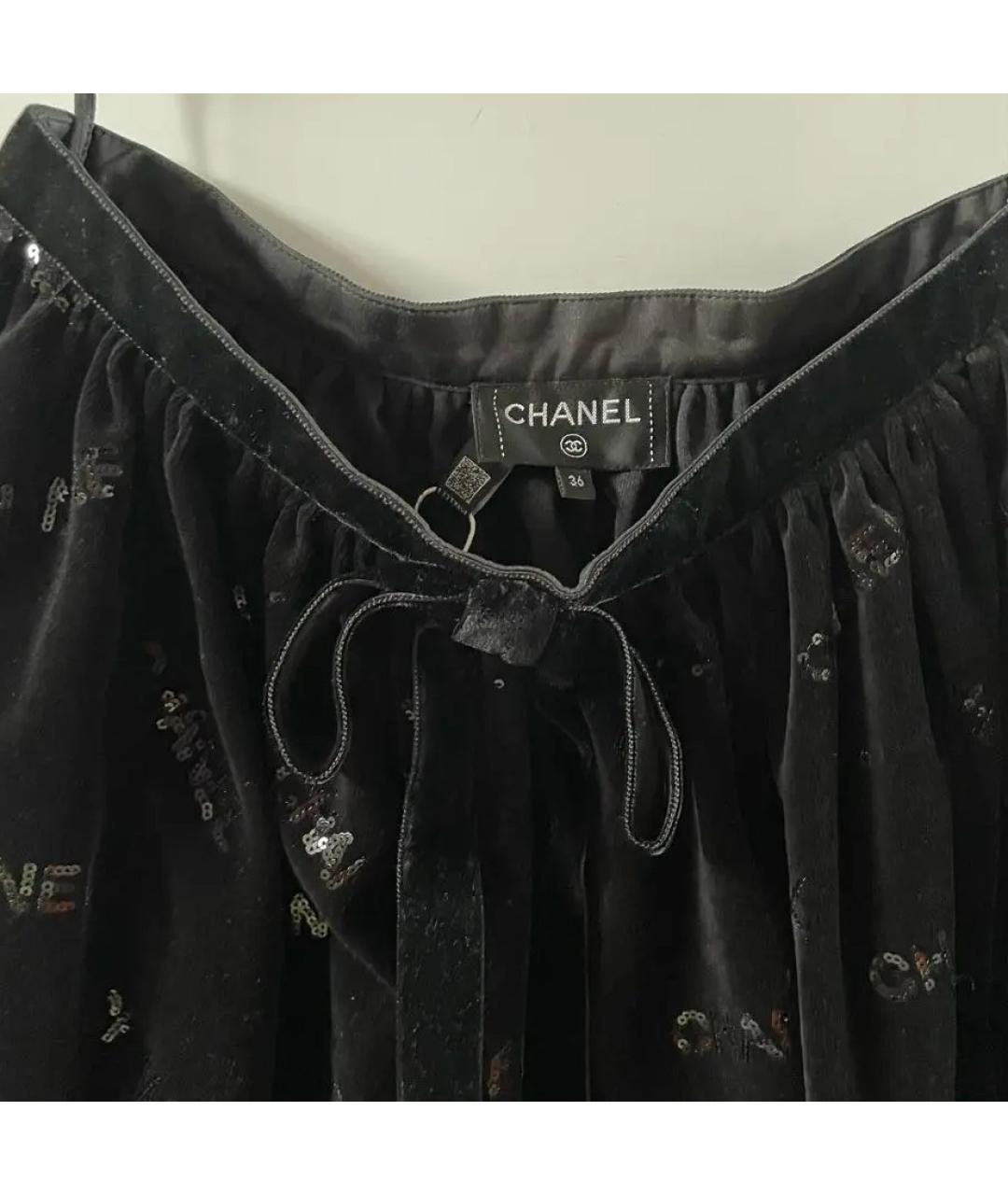 CHANEL Черная велюровая юбка мини, фото 3