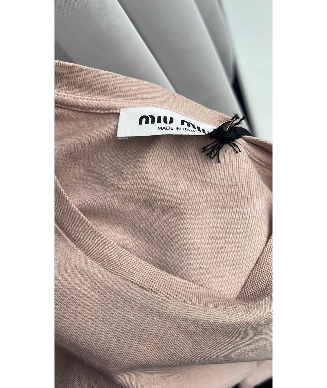 MIU MIU Розовая хлопковая футболка, фото 3