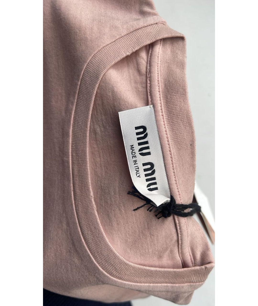 MIU MIU Розовая хлопковая футболка, фото 2