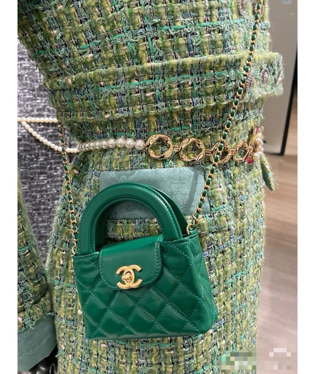 CHANEL Зеленая кожаная сумка через плечо, фото 4