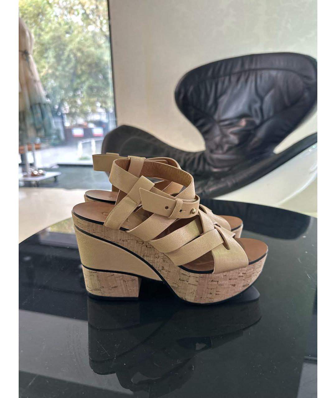 CHLOE Коричневые кожаные босоножки, фото 5