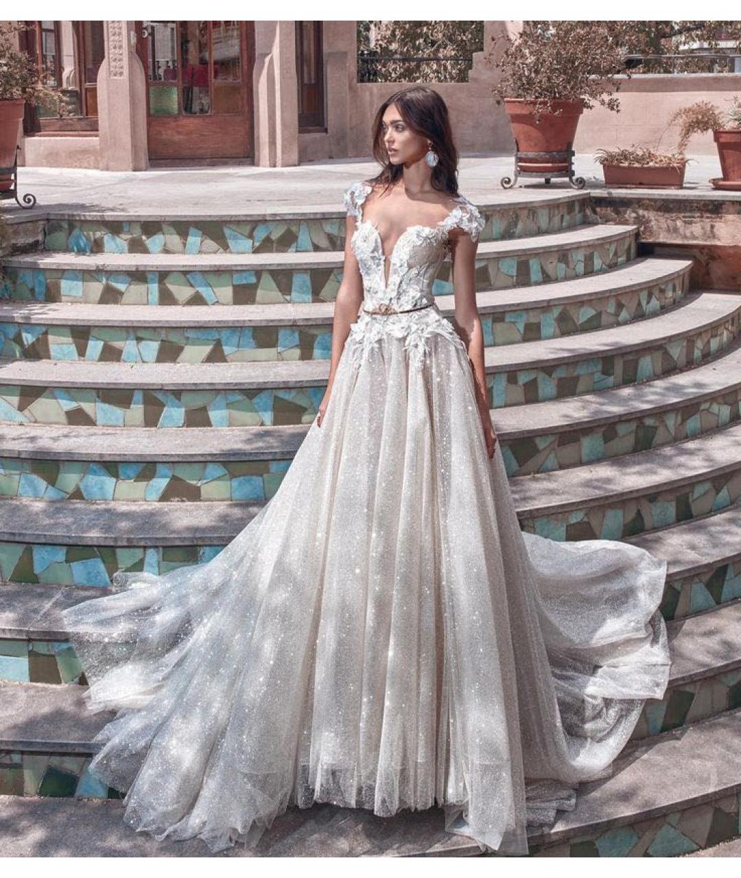 GALIA LAHAV Белое шелковое свадебное платье, фото 2