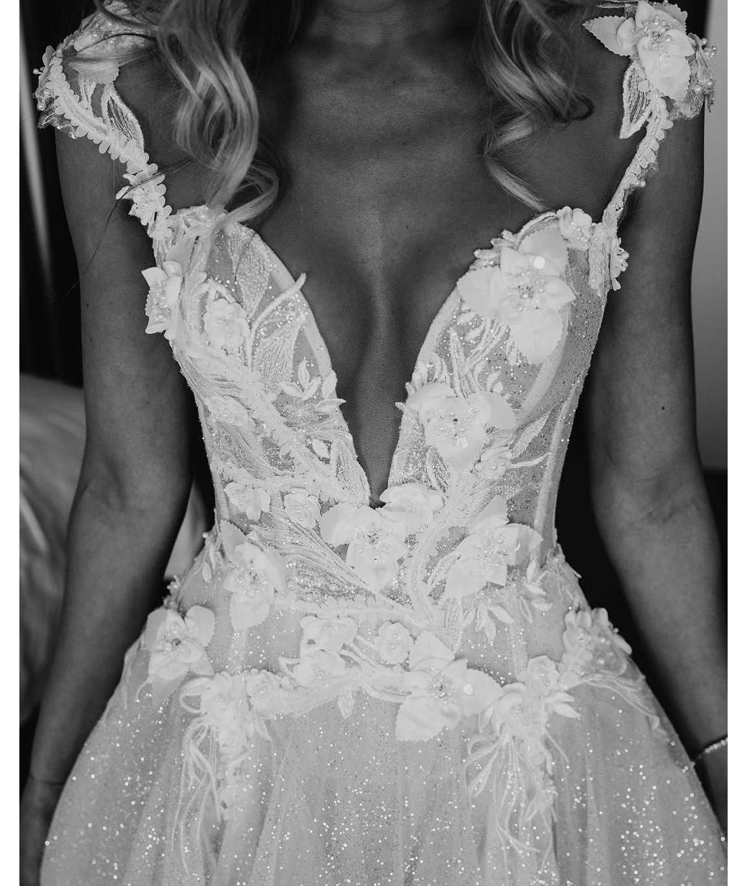 GALIA LAHAV Белое шелковое свадебное платье, фото 4