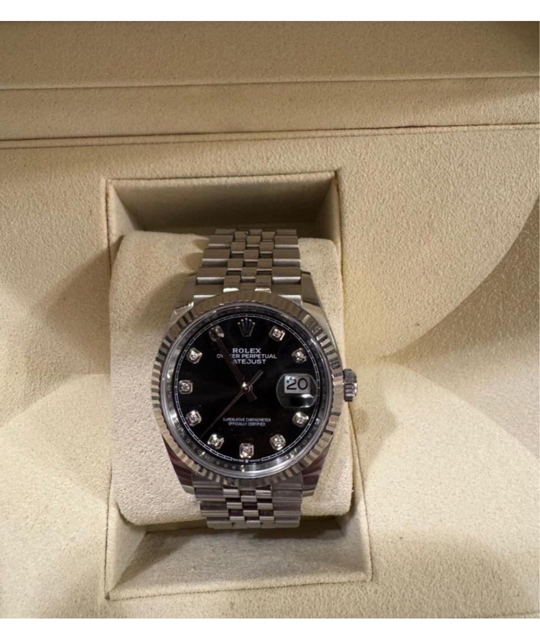 ROLEX Черные часы из белого золота, фото 5
