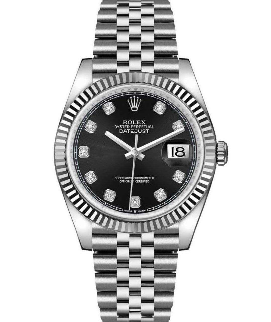 ROLEX Черные часы из белого золота, фото 1