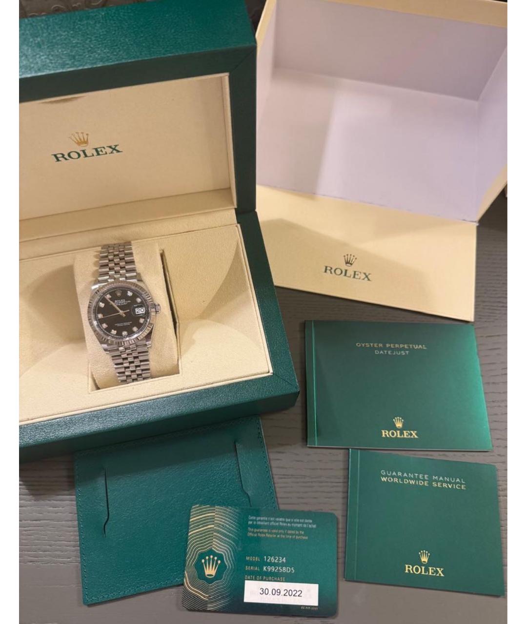 ROLEX Черные часы из белого золота, фото 4