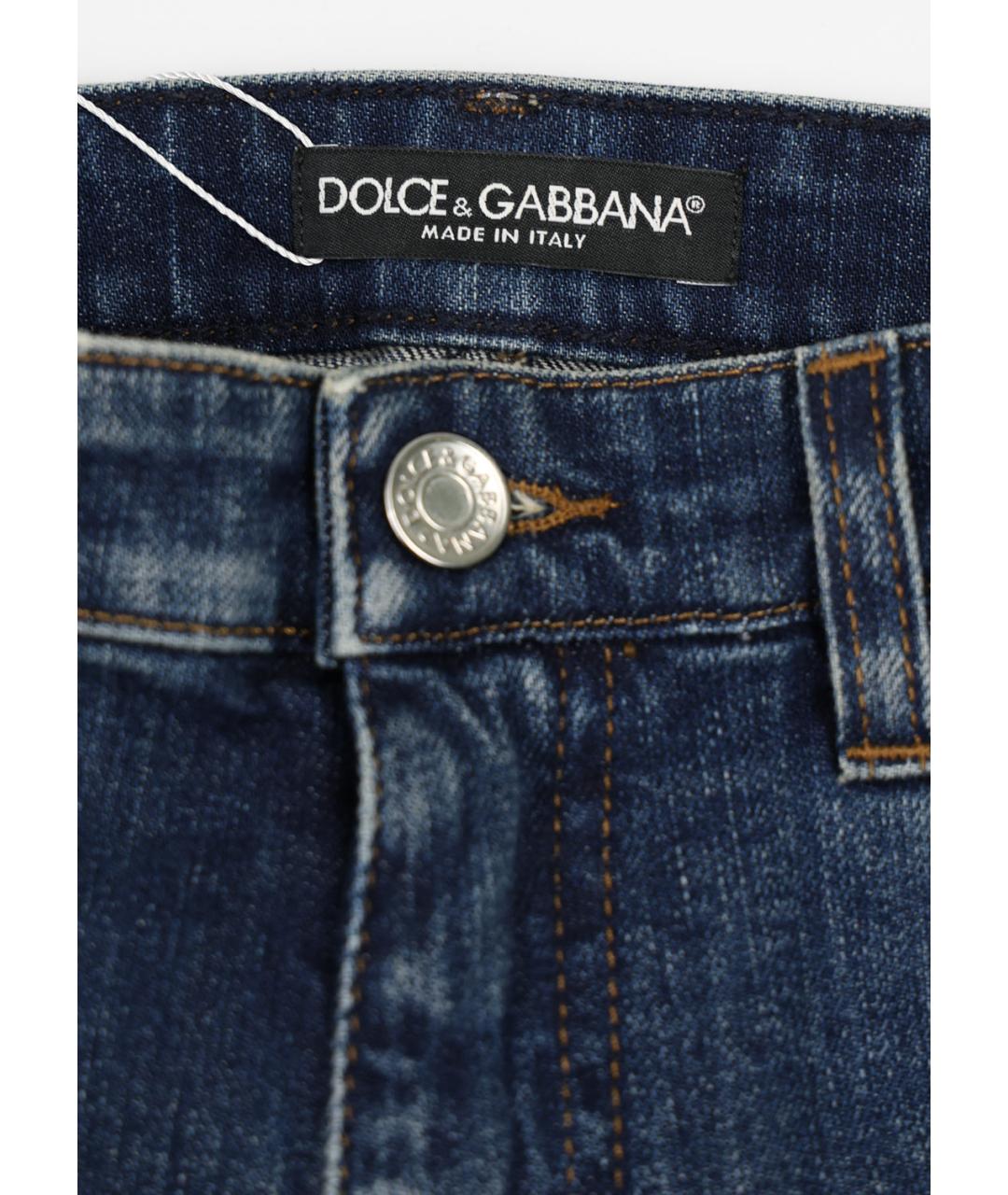 DOLCE&GABBANA Синяя хлопко-эластановая юбка мини, фото 3