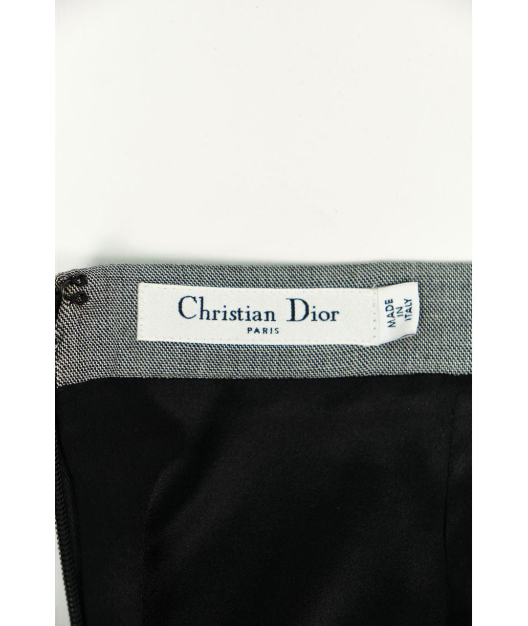 CHRISTIAN DIOR Серая шерстяная юбка миди, фото 3