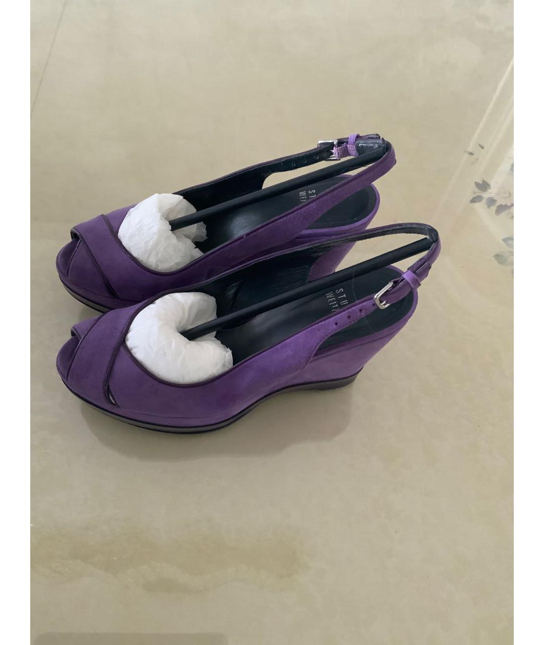 STUART WEITZMAN Фиолетовые замшевые босоножки, фото 7