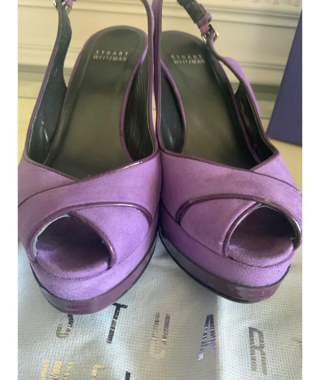 STUART WEITZMAN Фиолетовые замшевые босоножки, фото 6