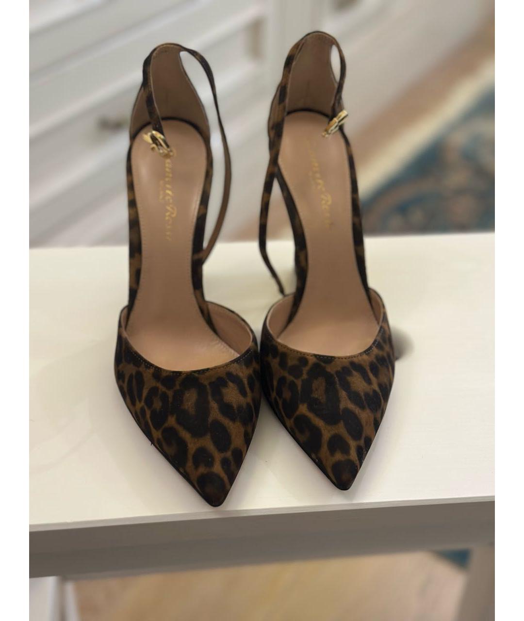 GIANVITO ROSSI Коричневые текстильные туфли, фото 2