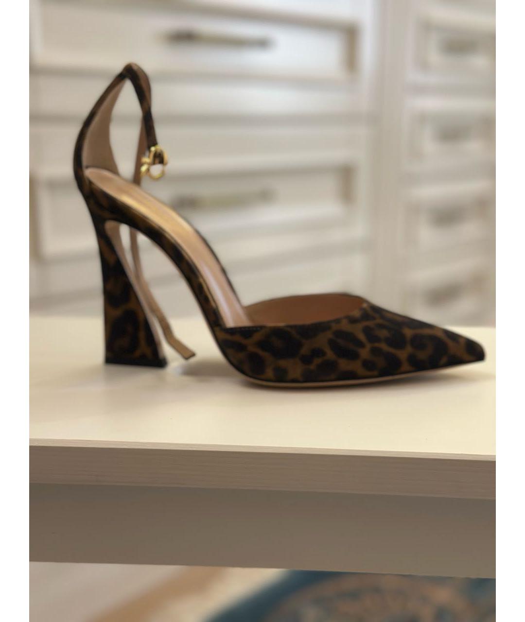 GIANVITO ROSSI Коричневые текстильные туфли, фото 6