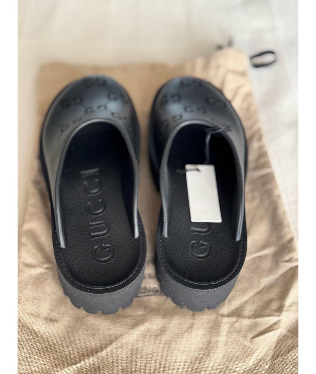 GUCCI Черные резиновые сабо, фото 3