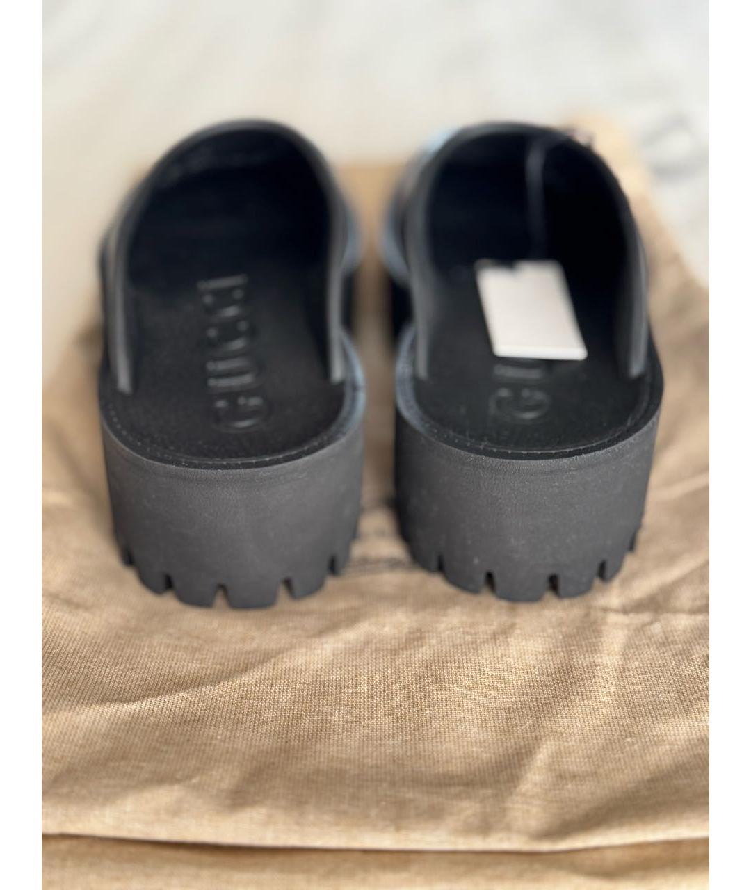 GUCCI Черные резиновые сабо, фото 4