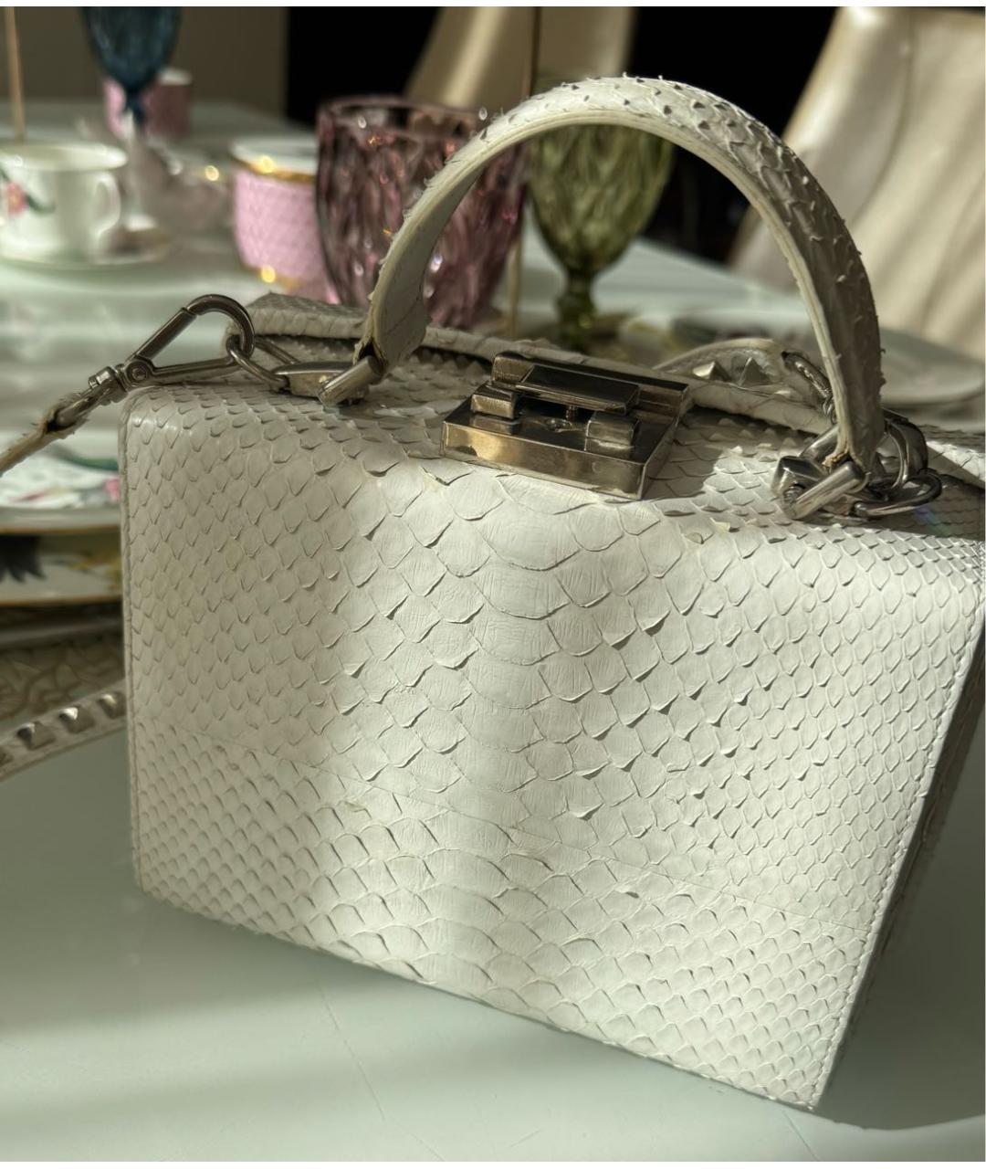 PHILIPP PLEIN Белая сумка с короткими ручками из экзотической кожи, фото 2