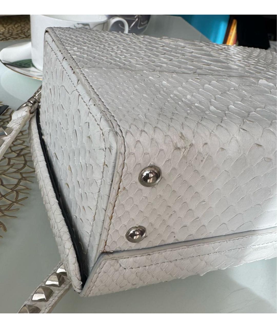 PHILIPP PLEIN Белая сумка с короткими ручками из экзотической кожи, фото 5