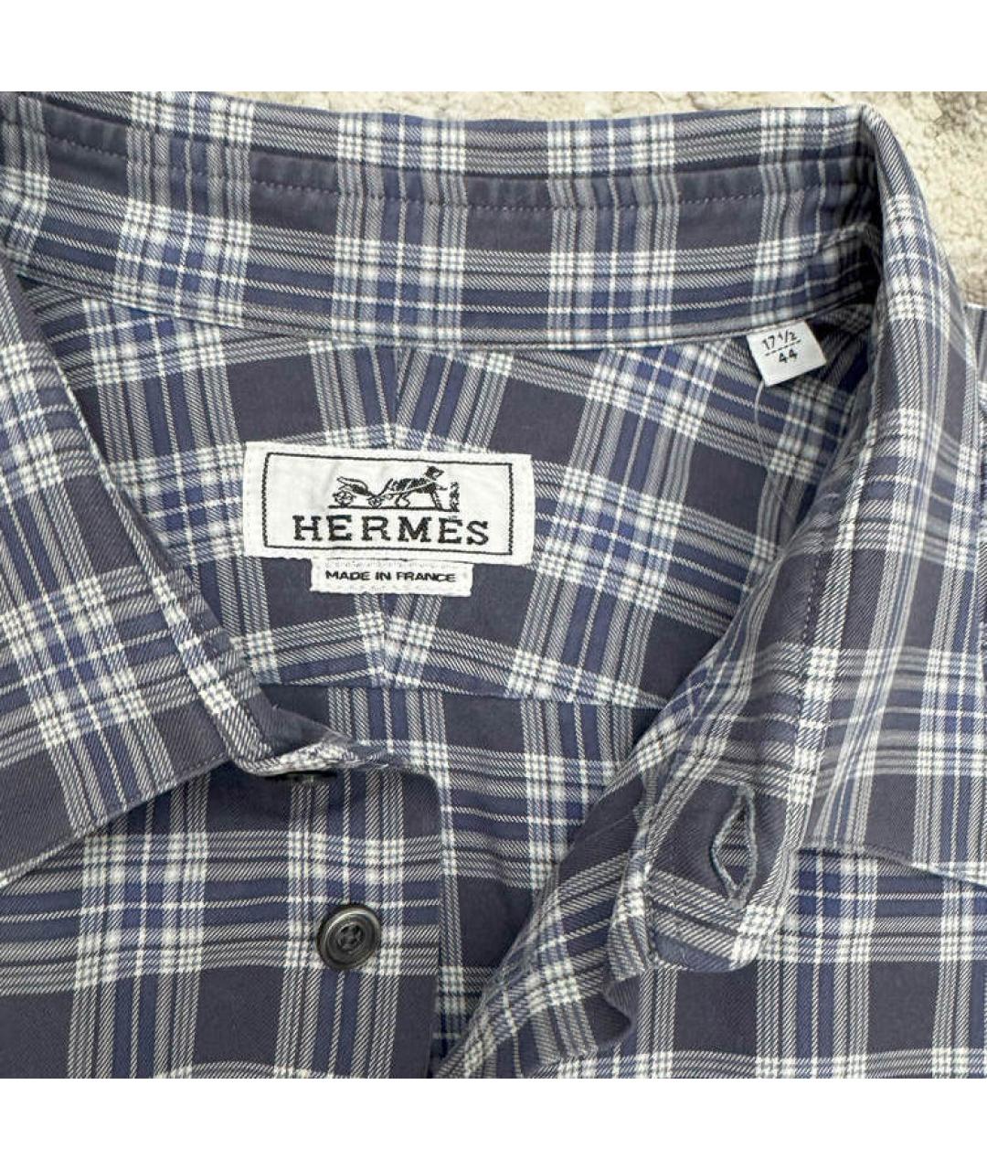 HERMES Темно-синяя хлопковая кэжуал рубашка, фото 3