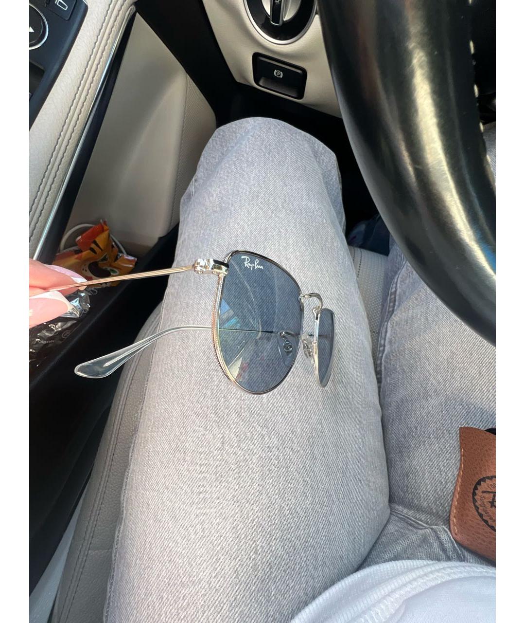 RAY BAN Серебряные металлические солнцезащитные очки, фото 2