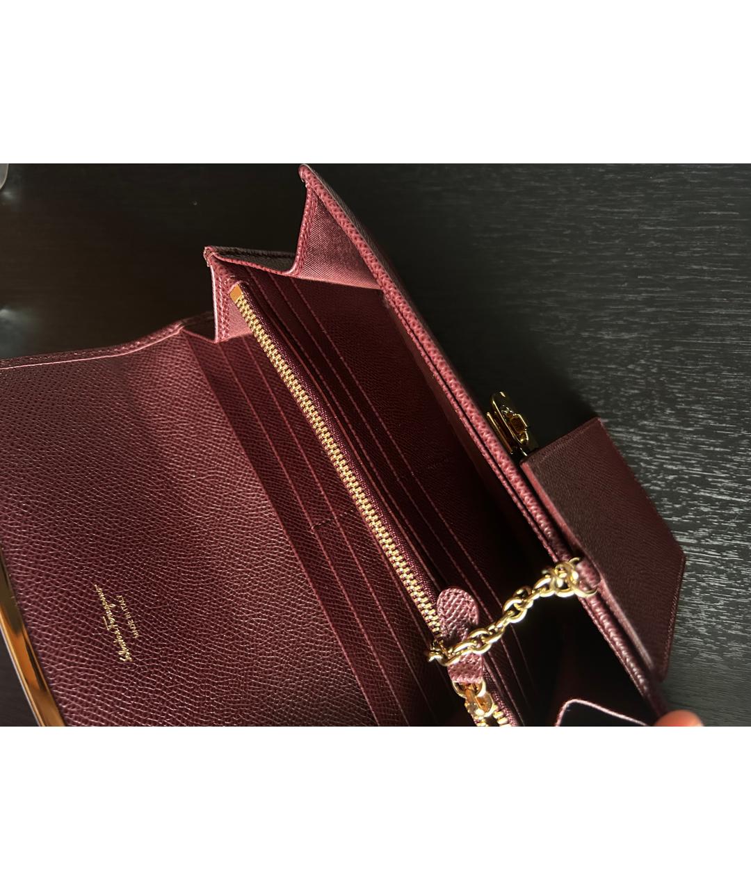 FERRAGAMO Бордовый кожаный кошелек, фото 3