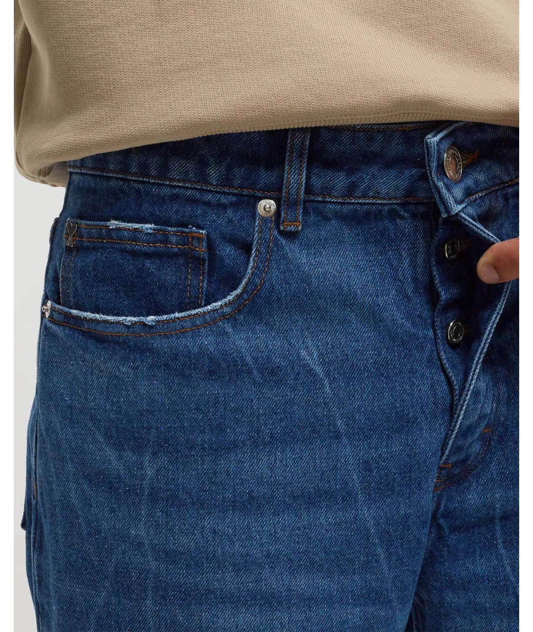 Ami Paris Синие хлопковые прямые джинсы, фото 4