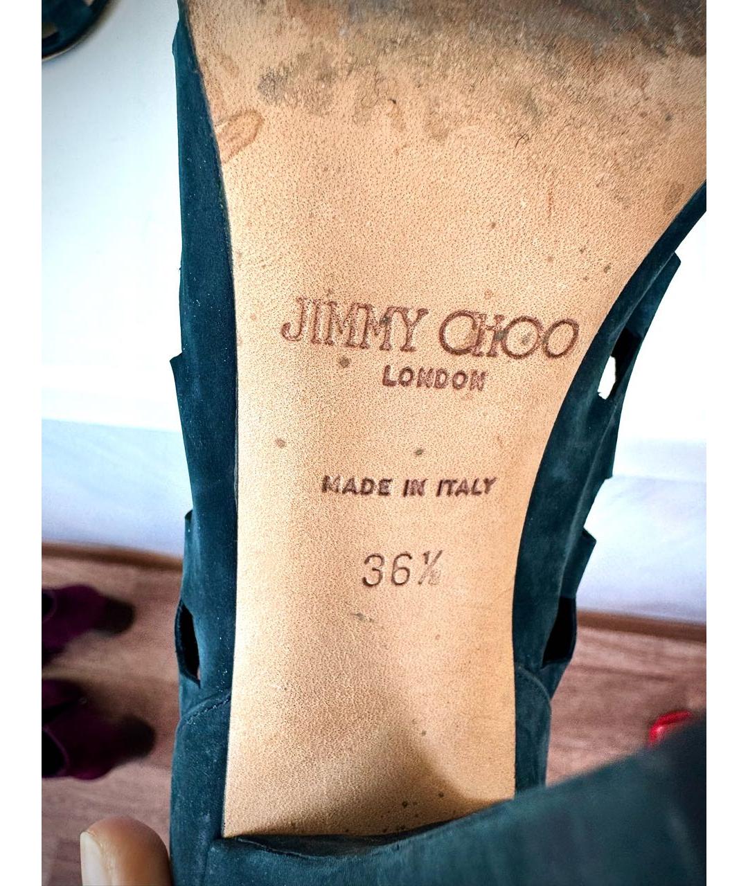 JIMMY CHOO Зеленые замшевые ботильоны, фото 5