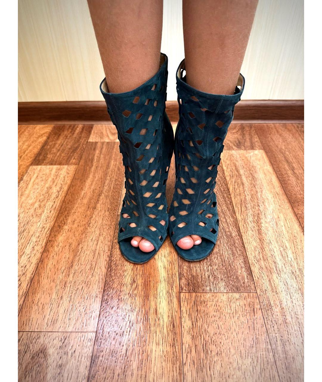 JIMMY CHOO Зеленые замшевые ботильоны, фото 2