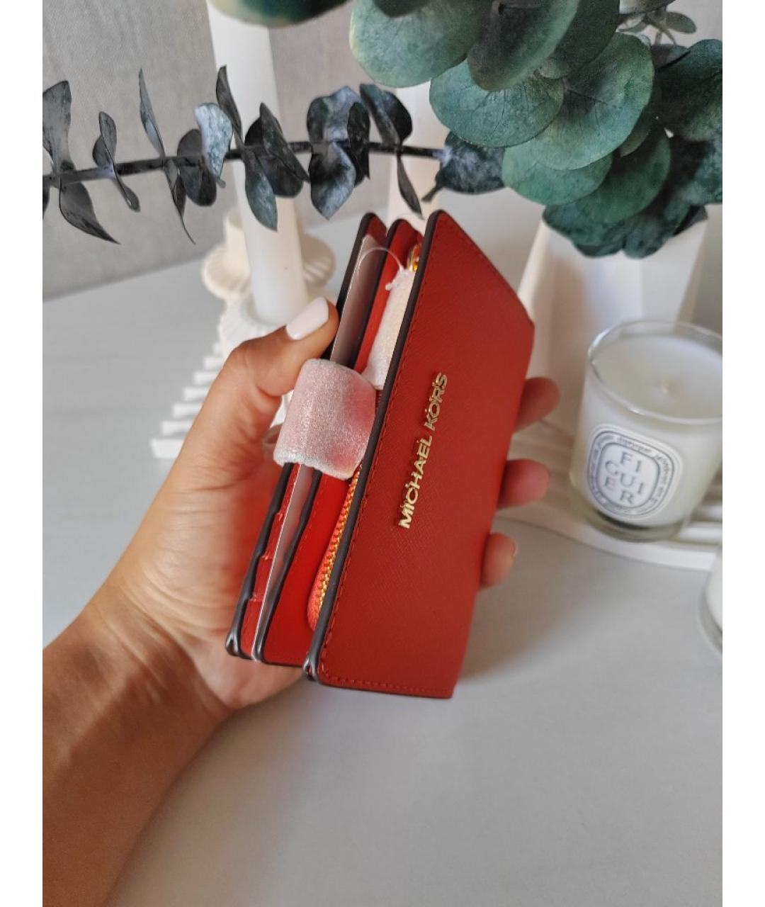 MICHAEL KORS Оранжевый кожаный кошелек, фото 8