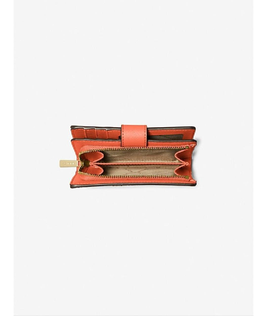 MICHAEL KORS Оранжевый кожаный кошелек, фото 3