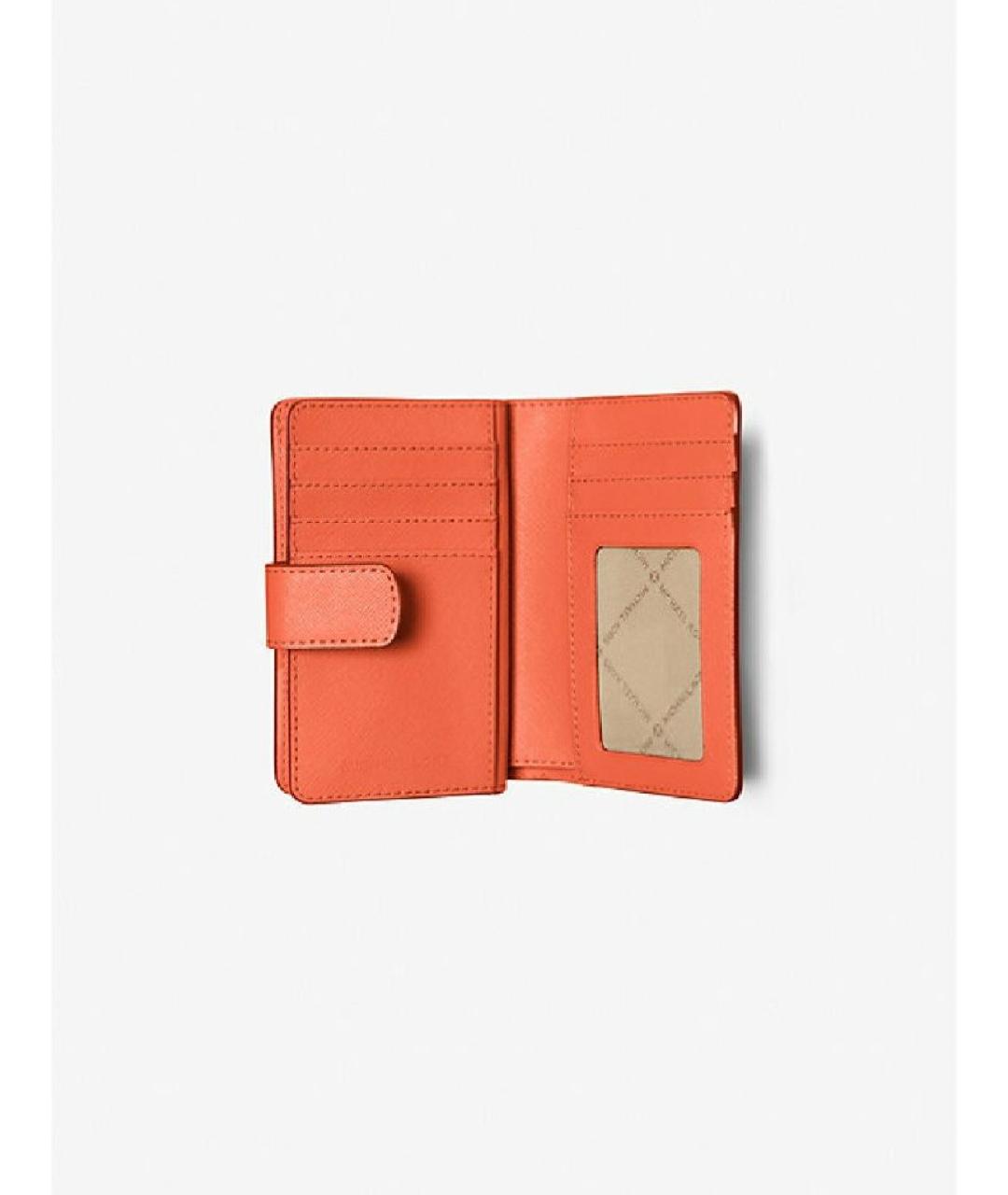 MICHAEL KORS Оранжевый кожаный кошелек, фото 4