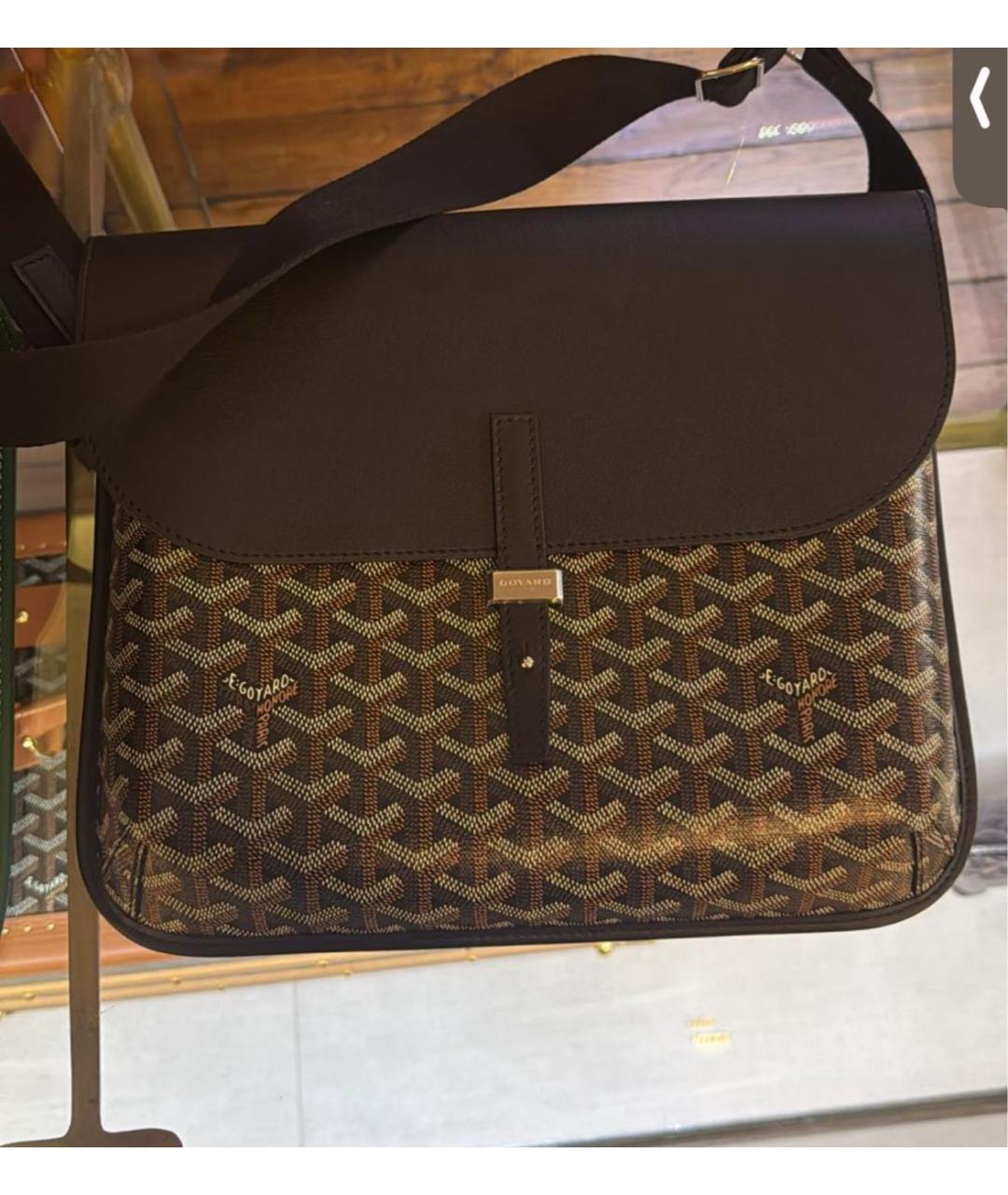 GOYARD Черная кожаная сумка на плечо, фото 2